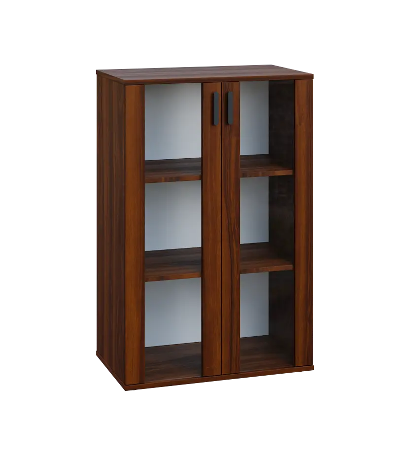 LN 3 - 7S kancelářská skříň, 2-dveřová, prosklená, 1107x720x400, ořech královský